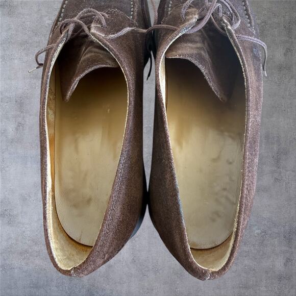Vtg Tod\'s Mens Brown Suede Apron Toe Derby Shoes Size 11 Italy Lace Up Old Money